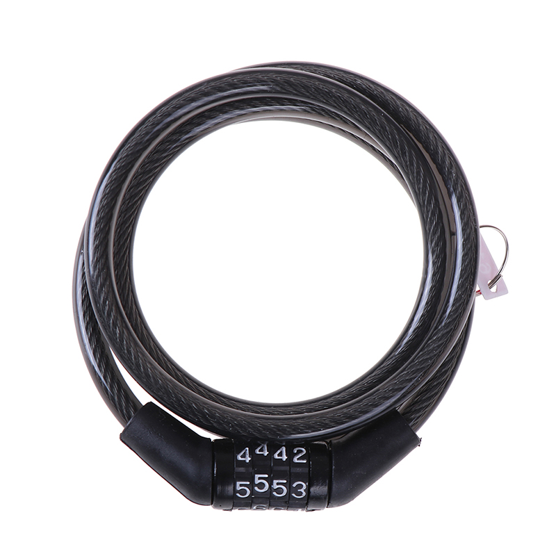 Candado de cadena de cable para bicicleta, combinación antirrobo de 4 dígitos con contraseña para ciclismo