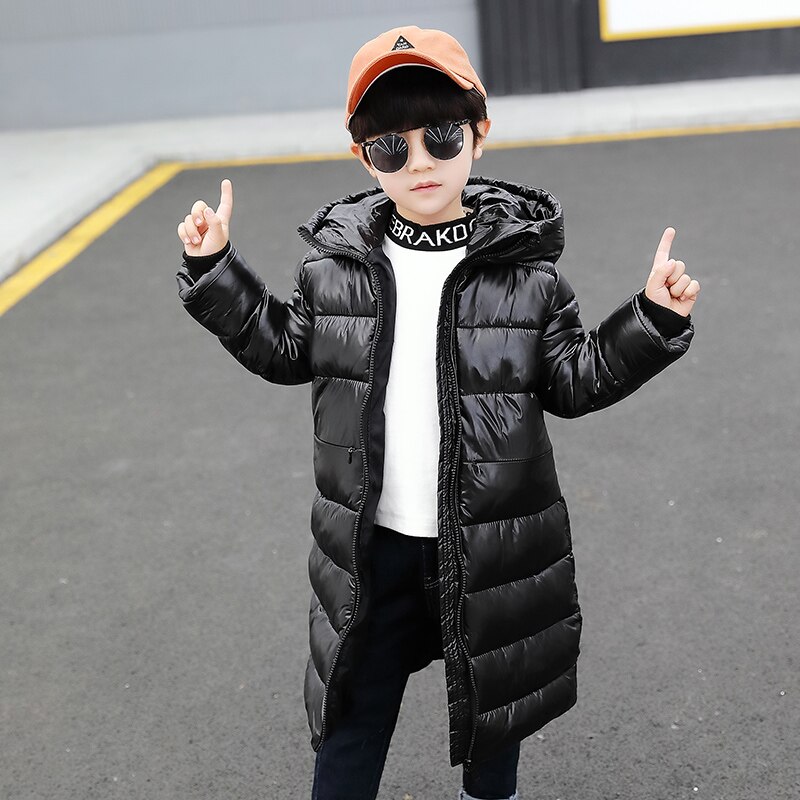 Jacket For Boys Brand Hooded Winter Long Style Solid Color Parkas Infant Toddler Thick Coat Kids Clothes 2 3 4 5 6 7Yrs