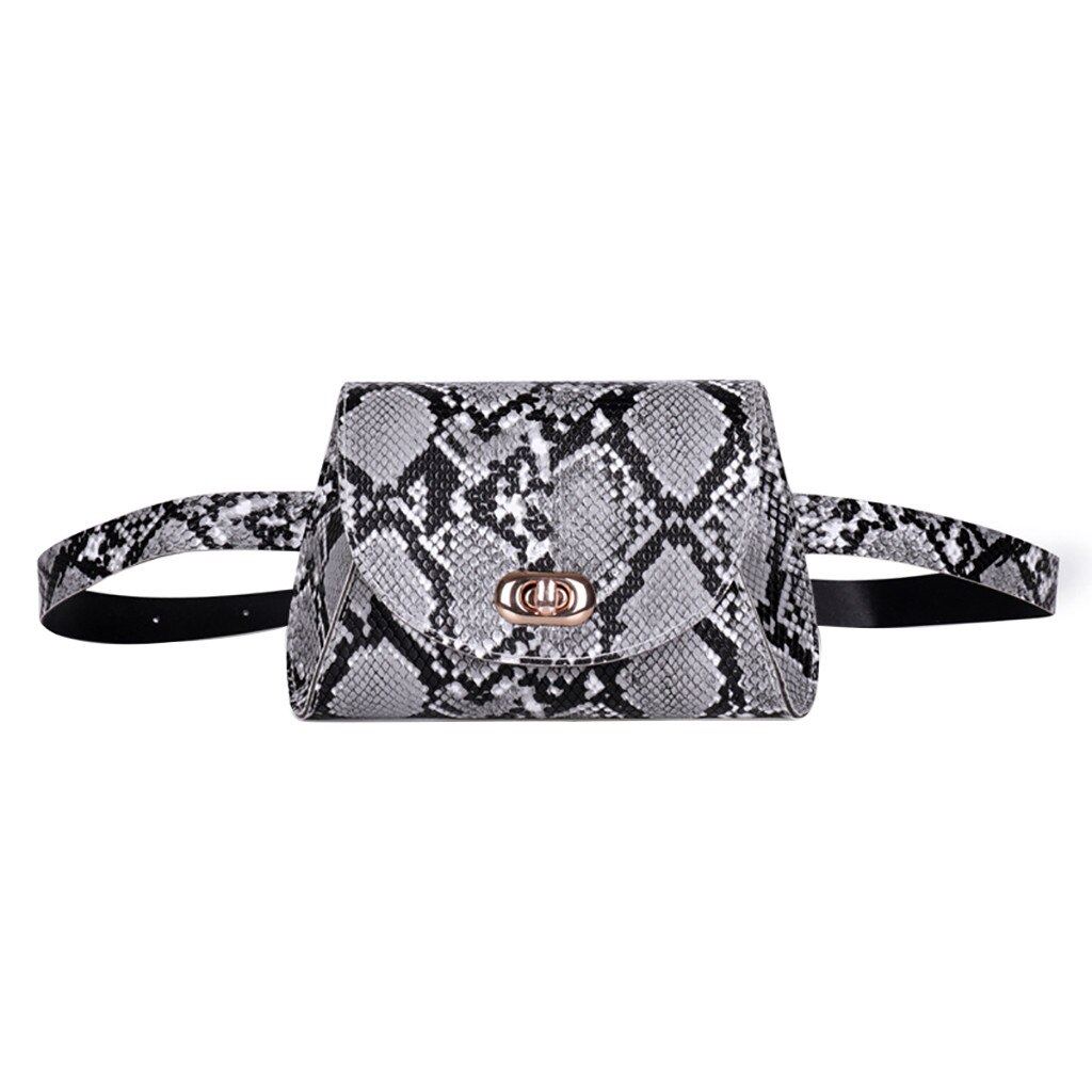 Sac de ceinture pour femmes sac de taille Fanny Packwomen poche de rangement poitrine serpent croix sauvage épaule sac de messager: Gray 