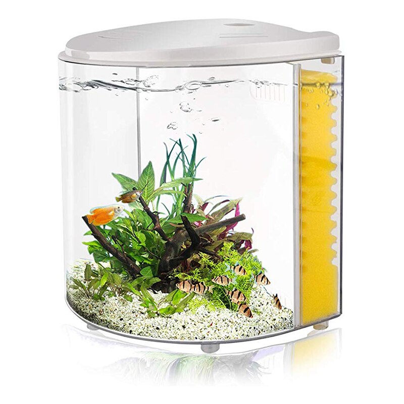Mini Aquarium demi-lune USB , Mini Aquarium Transparent à faible puissance et haute luminosité, de bureau