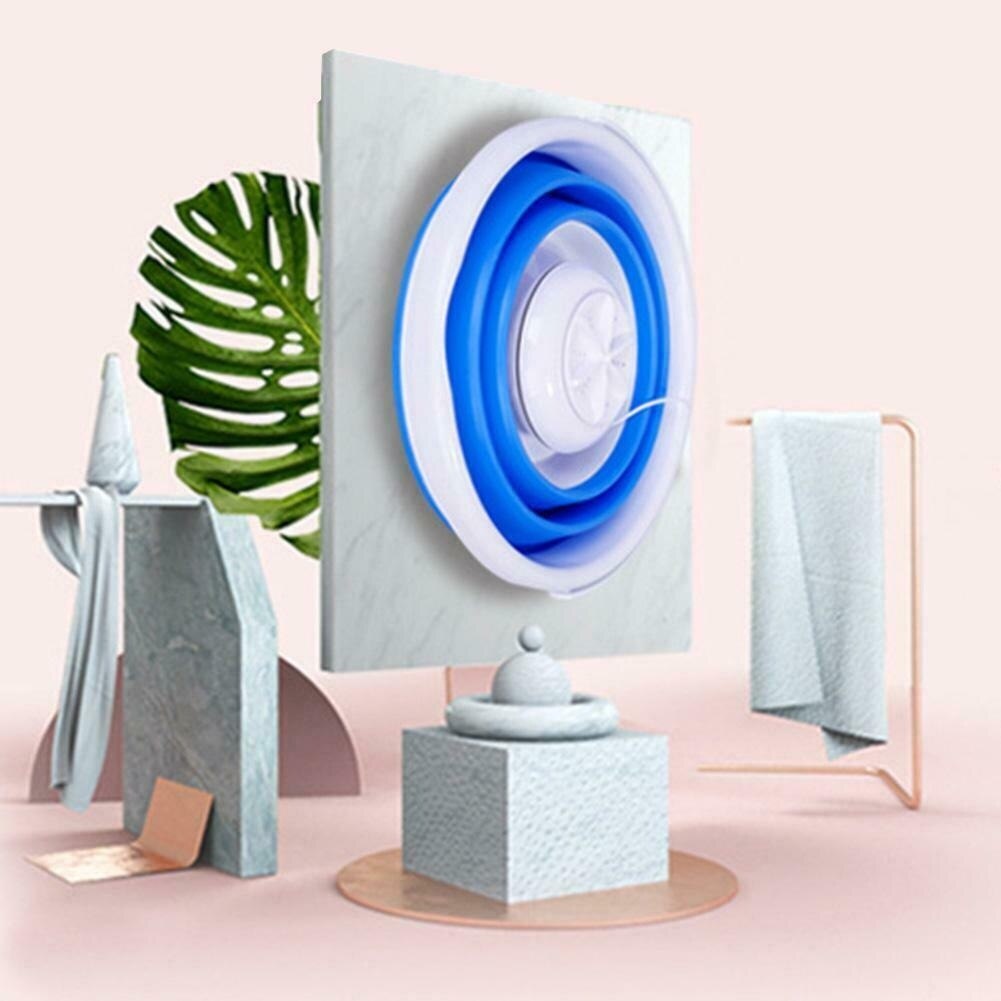 Blue Portable Ultrasonic Turbine Washing Machine Foldable USB Clothes Laundry Washer