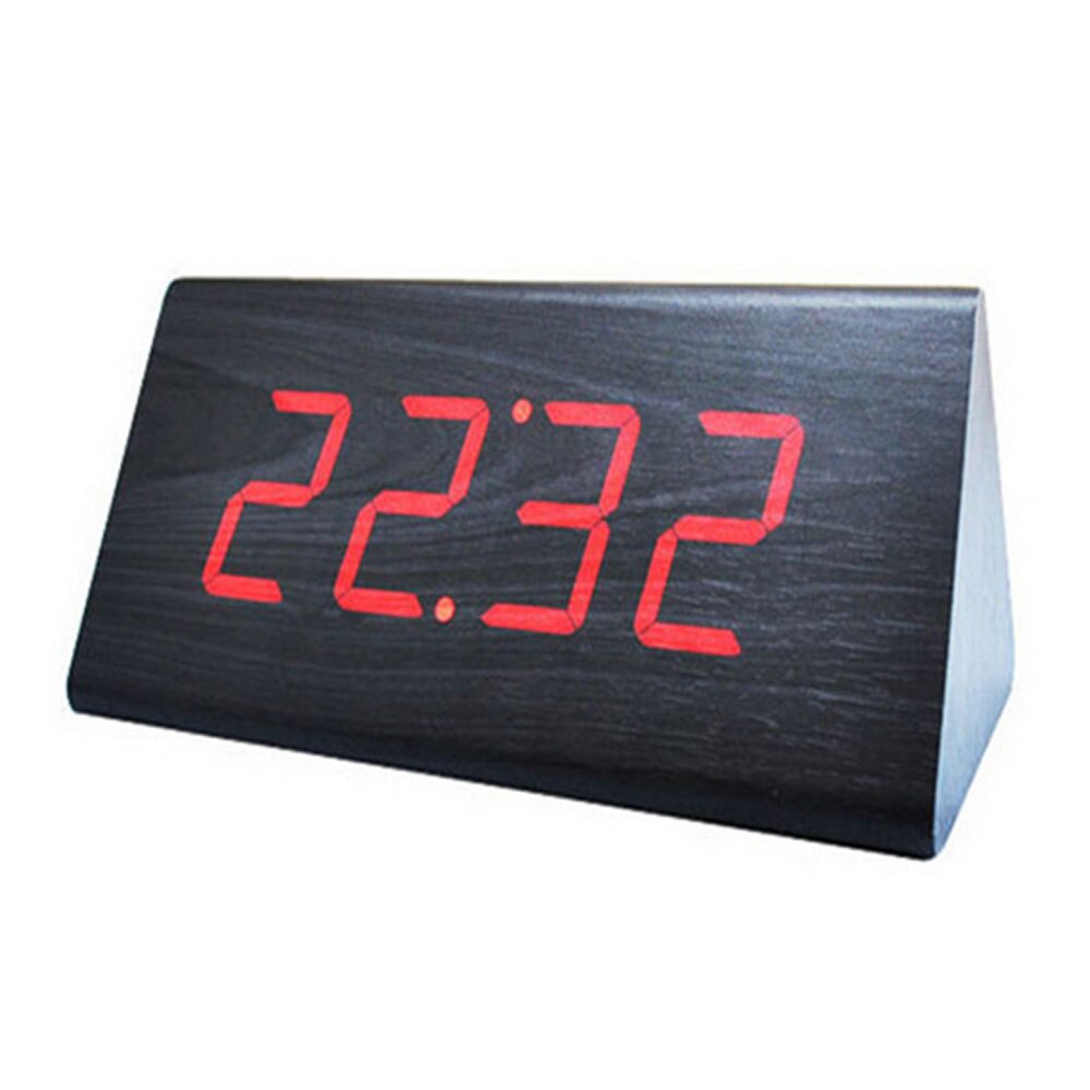 1 Pc Houten Hout Klok Moderne Houten Versie Digitale Elektronische Bureauklok Led Display Tijd Voor Thuis Kinderen Slaapkamer kantoor: Light Grey