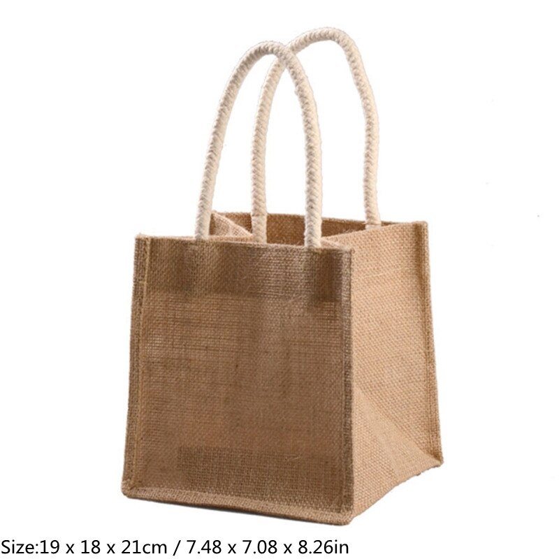 Durevole tela da imballaggio Tote Shopping Bag borsa della spesa riutilizzabile in iuta con manico decorazione fai da te pittura Bookbag scuole borsa da spiaggia: Size 2