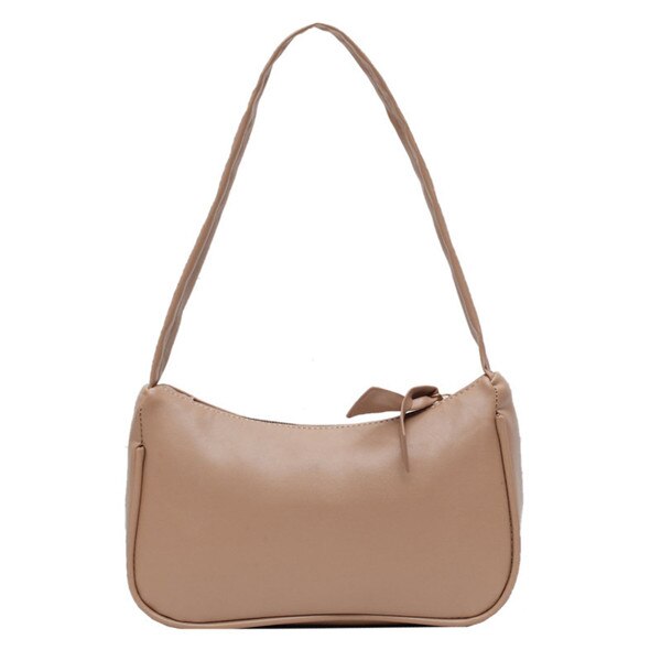 Gusure retro baguette sacos de ombro feminino cor pura pequena bolsa lazer senhora mini macio couro do plutônio bolsa e bolsas: Khaki