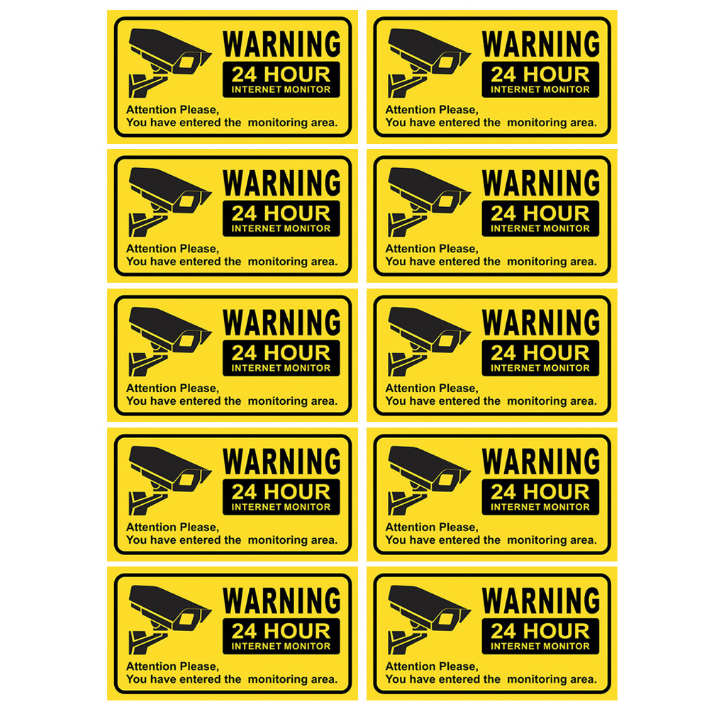 10Pcs Waterdichte Video Camera Surveillance Beveiliging Stickers Decals Waarschuwing Alarm Borden Voor Thuis Kantoor School Winkel: type B