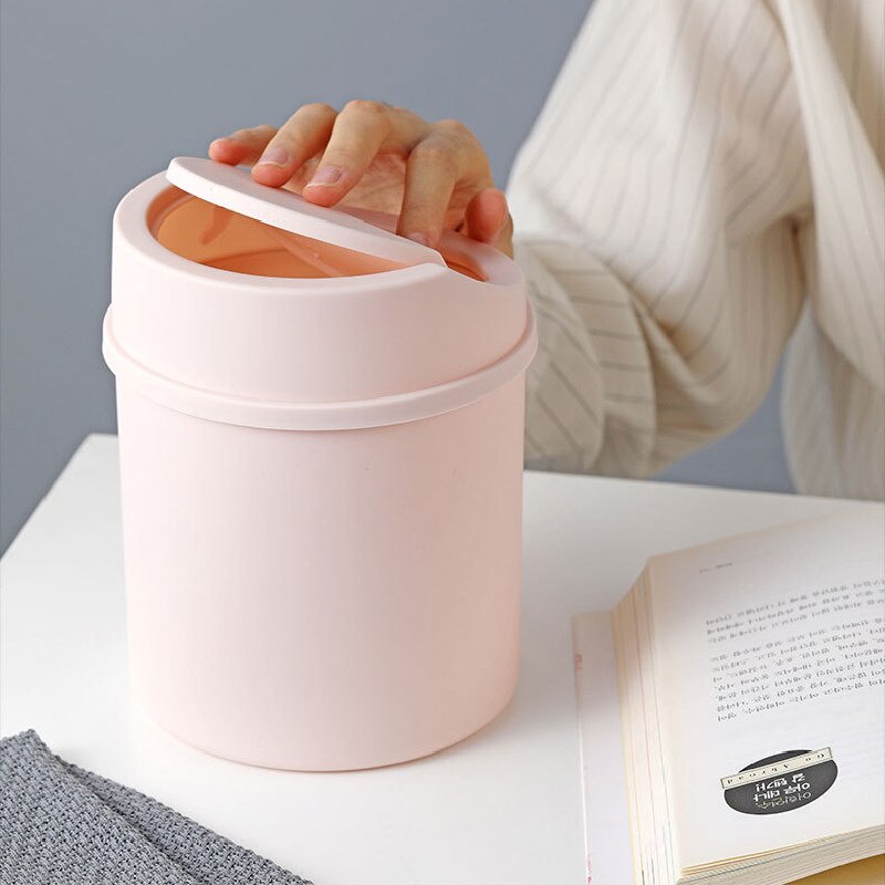 Kreative Mini Schreibtisch Mülleimer Kleine Abfall Behälter Tisch Müll Korb Schaukel Deckel Mülleimer Kleinigkeiten Fass Kasten Hause Büro Lagerung
