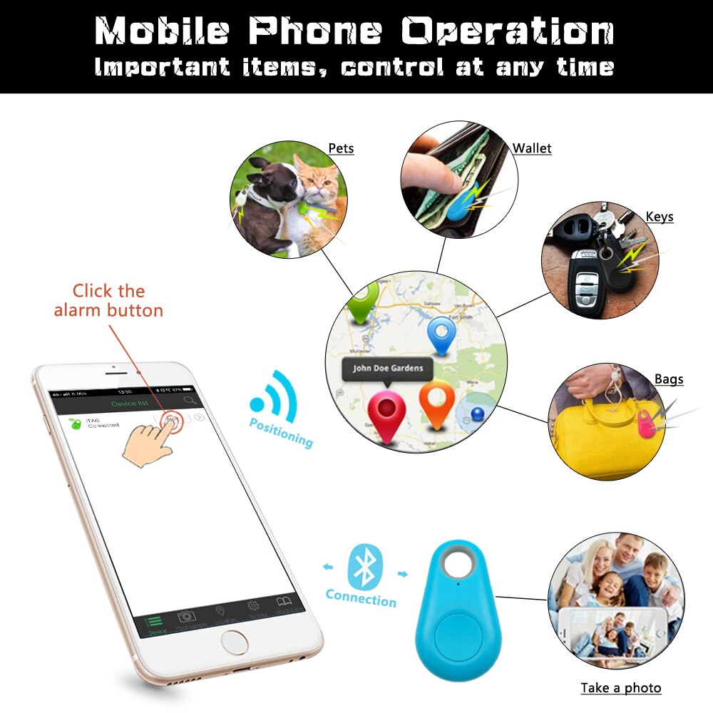 Rastreador GPS inteligente para mascotas, Mini localizador Bluetooth antipérdida resistente al agua, rastreador para mascotas, perro, gato, coche para niños, llavero, BILLETERA, accesorios