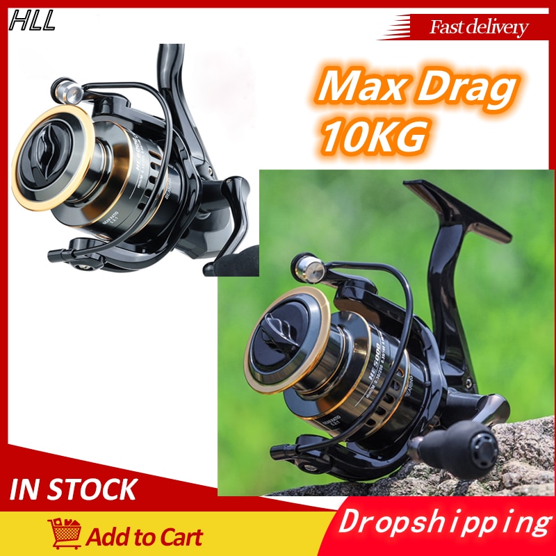 Fishing Reel Metal Spool Spinning Send Line Reel Saltwater Reel Carp HE7000 Fishing Max Drag 10kg 5.2:1 High Speed Fish Reels