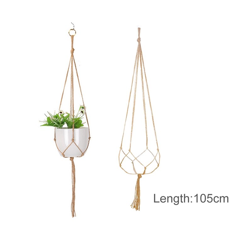 Macramé hecho a mano colgador de plantas cestas soporte para macetas balcón colgante maceta cesta decoración cuerda de elevación suministros de jardín para el hogar
