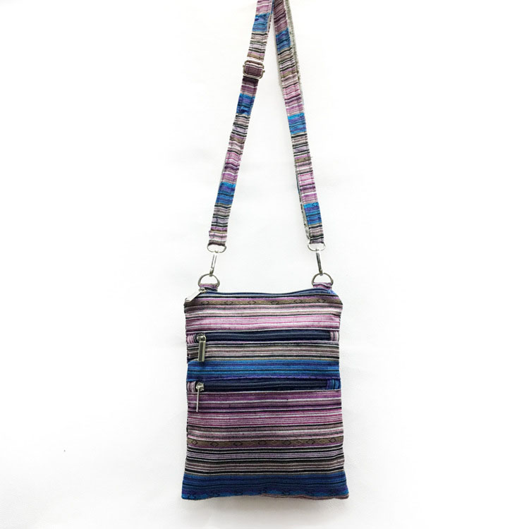 Kleine Sling Crossbody Messenger Bag Voor Vrouwen Bohemian Hippie Hobo Tassen Katoenen Canvas Dubbele Rits Tas Vrouwen Dame Schoudertassen: women bag 1