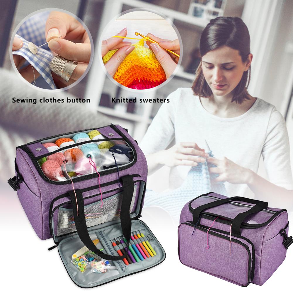 Portable Knitting Organization Thread Yarn Storage Bag Yarn Thread Tote Crochet Hooks Organizer DIY Apparel Travel Yarn Holder