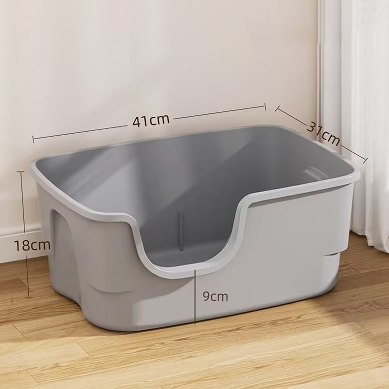 Litiera pentru pisici, ploscă, tavă mare pentru pisici, supradimensionată, ploscă, capacitate mare, semi-închisă, din plastic anti-stropire, toaletă pentru pisici, articole pentru animale de companie: Prună