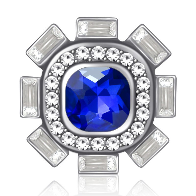 Kz3502 vierkante strass kristal schoonheid 20mm drukknopen passen diy 18mm drukknopen armband drukknopen kerst sieraden: Koningsblauw