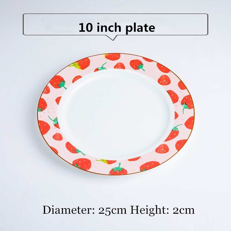 Vaisselle en porcelaine, mignonne bol en céramique, grande cuillère en porcelaine, tasse de café, articles de table mignons motif de fraise rose: I