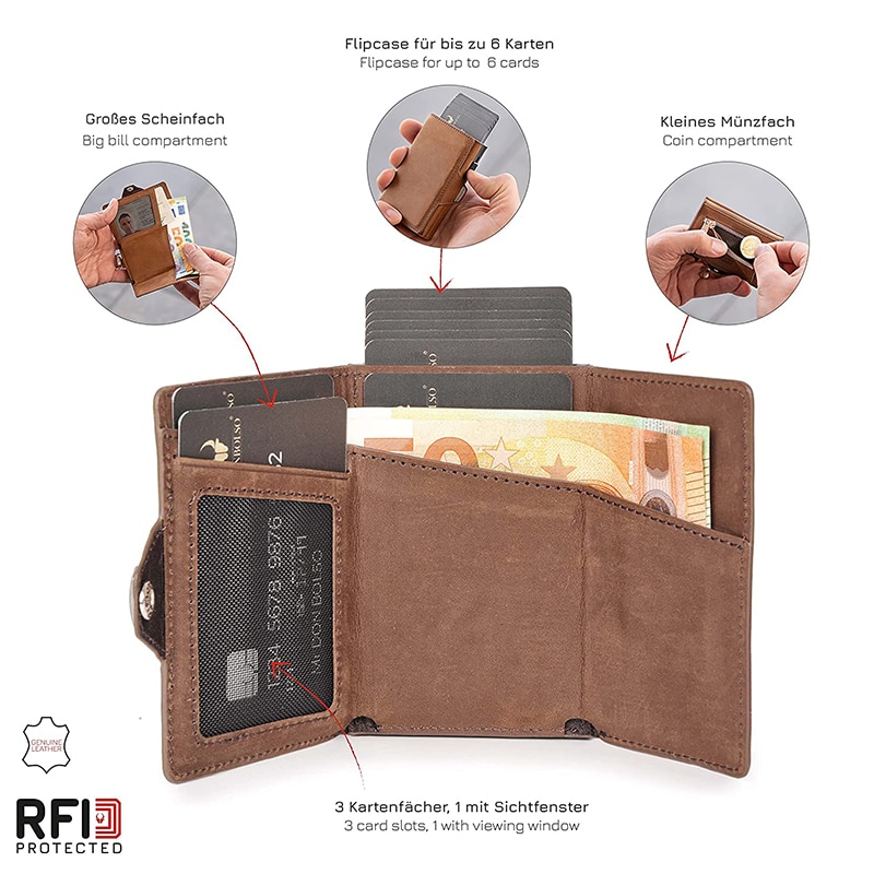 YATBEST True Pickup Bag Automatic Pop up Metal Wallet RFID Anti theft Brush Large Capacity Card Clip for Men
