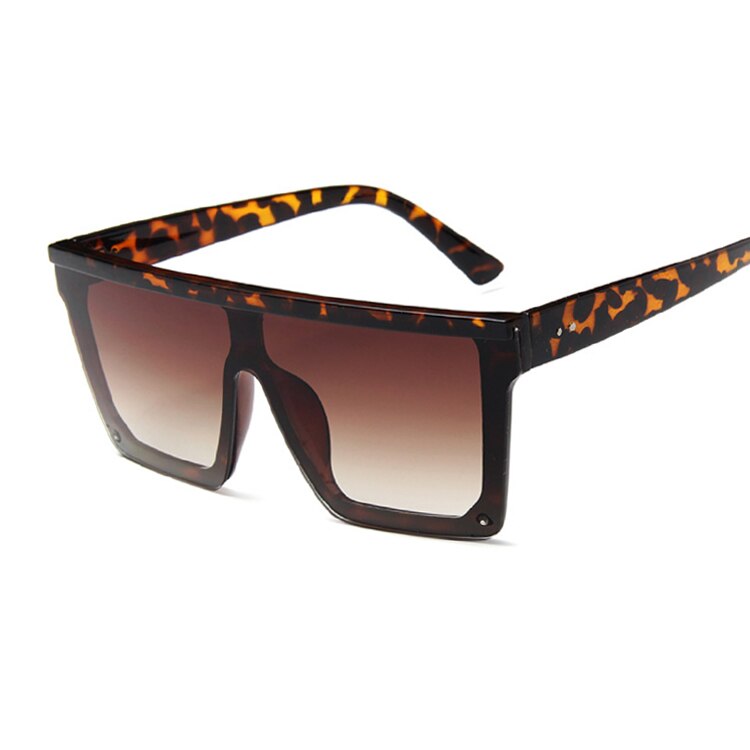 Oversized Zonnebril Vrouwen Big Frame Vierkante Platte Top Klinknagel Zonnebril Vrouwelijke Vrouwen/Mannen Vintage Spiegel Shades Gradiënt UV400: Leopard