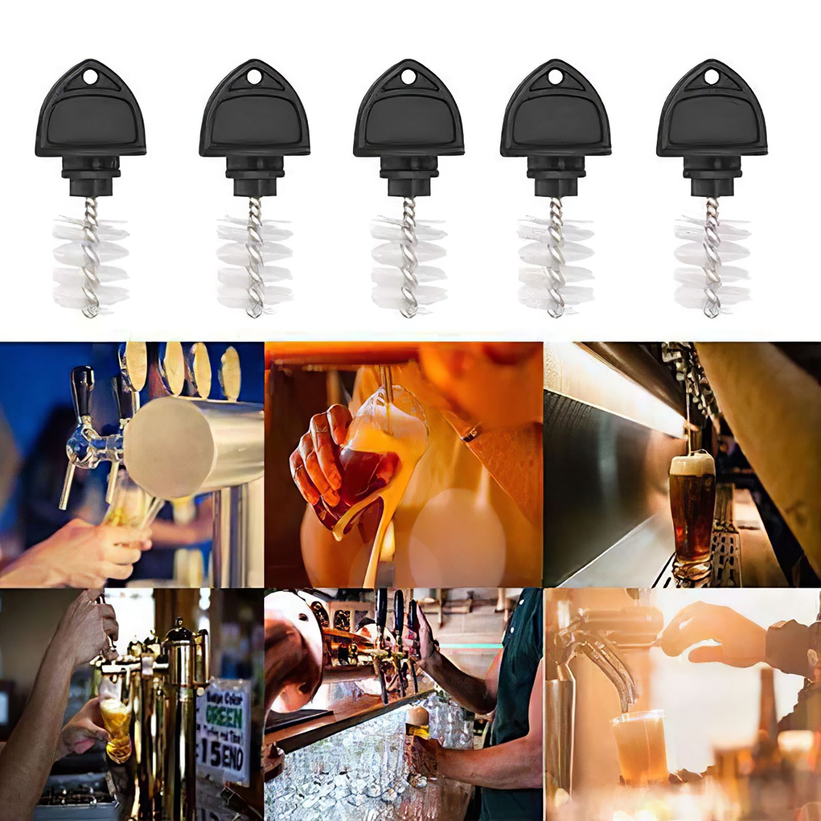Ensemble de bouchons et couvercle de robinets avec brosses, pour le nettoyage des robinets de bière