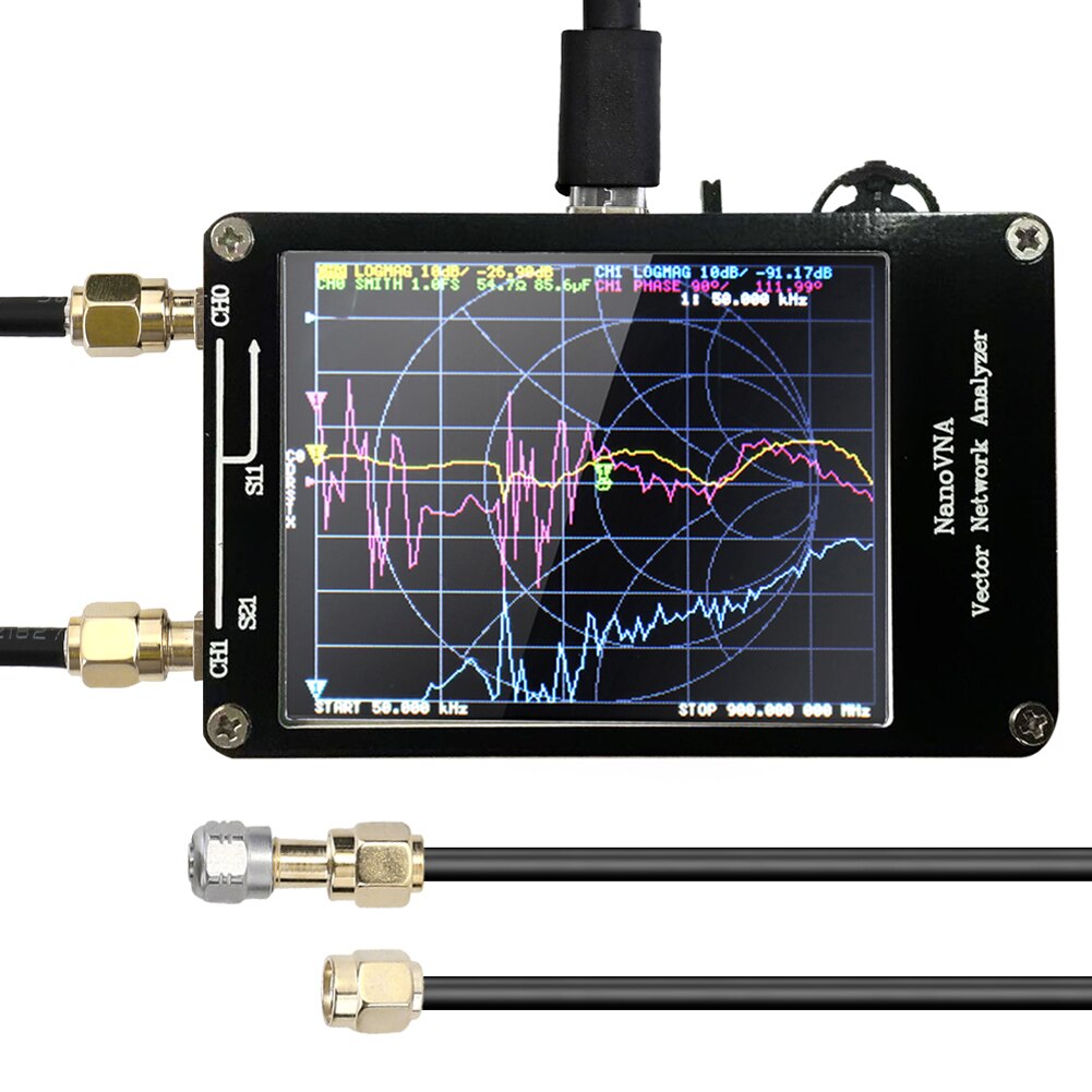Portable Handheld Vector Network Analyzer 50KHz-900MHz Digital Display Touching Screen Shortwave MF HF VHF UHF Antenna Analyzer