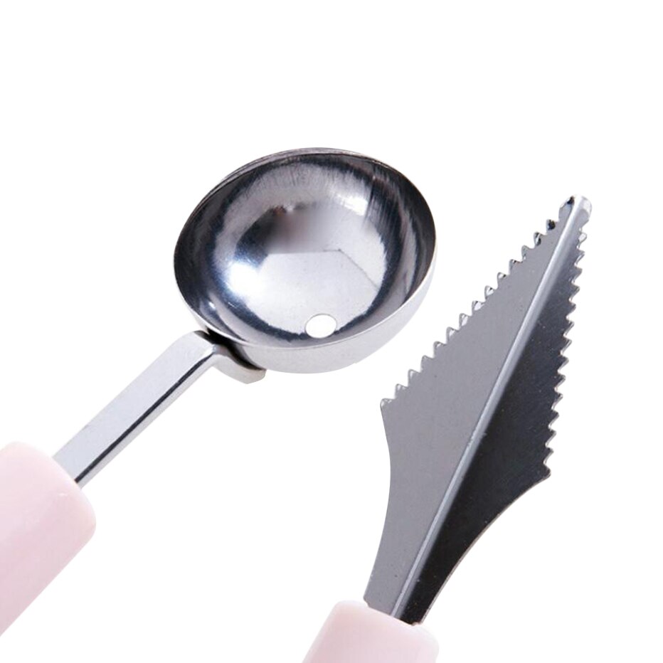Basedidea Melon Ball Scoop Fruit and Vegetable Ball Maker Spoon 2-IN-1 Fruit Decoration Carving Spoon kitchen Cutter