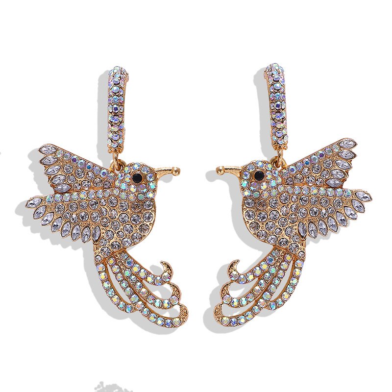 Dvacaman Schichten Kristall Vogel Ohrringe Papagei Strass Boho groß Baumeln ErkläSprosse Ohrringe für Frauen Hochzeit max Schmuck: 22