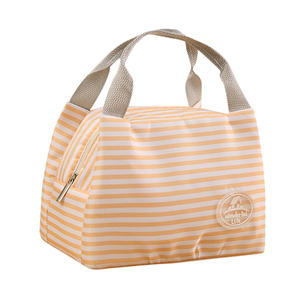 Portable isolé Oxford tissu sac à déjeuner thermique alimentaire pique-nique sacs à déjeuner pour femmes enfants hommes imprimer boîte à déjeuner sac fourre-tout # L5: Yellow