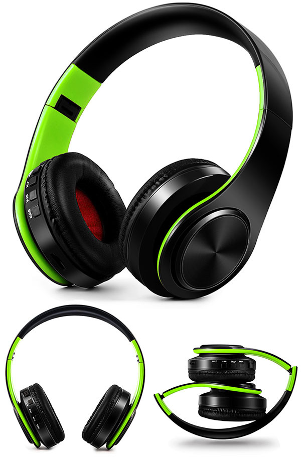 Tourya B7 Wireless Headphones Bluetooth Headset Foldable Headphone Adjustable Earphones With Mic for phone Pc Lattop Mp3 TV: Black Green