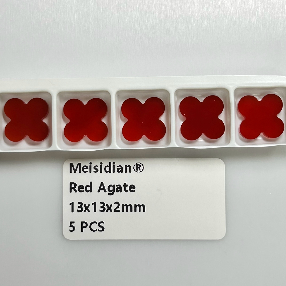 Meisidian flor ágata negra cornalina roja 13X13X2mm piedra de trébol de ónix: Color rojo