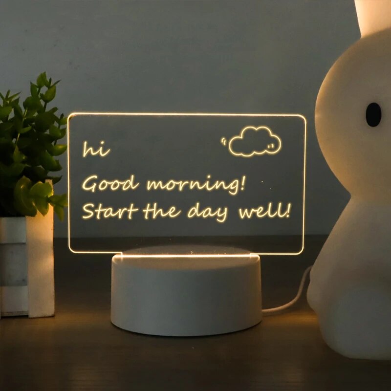Led-skrivebord notesblok , 3d visuel skrivebordslampe, kæreste, håndlavet skrivebord dekorativ ornament akryl