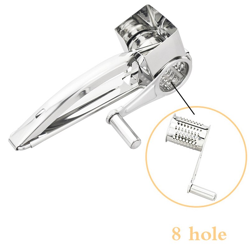 4 Drums Blades Rotary Cheese Grater Stainless Steel Cheese Slicer Shredder Butter Cutter Kitchen Gadgets: 8 Hole