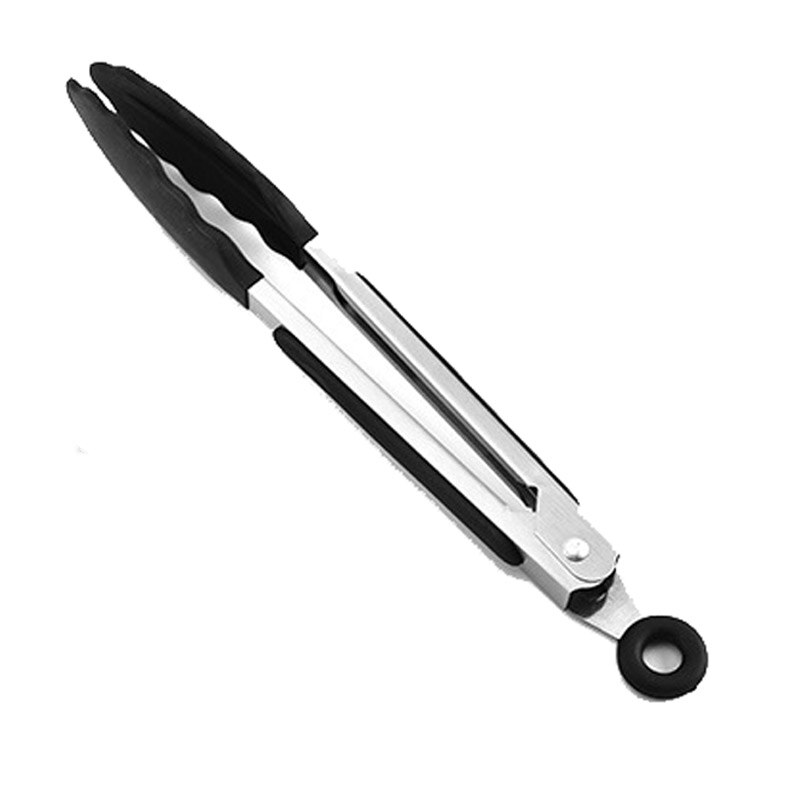 Nicht-Stick Küche Zubehör 7 Zoll für Steak Grill Clip Kochen Tong Mehrzweck 430 Edelstahl/Silikon Lebensmittel ordner: Black
