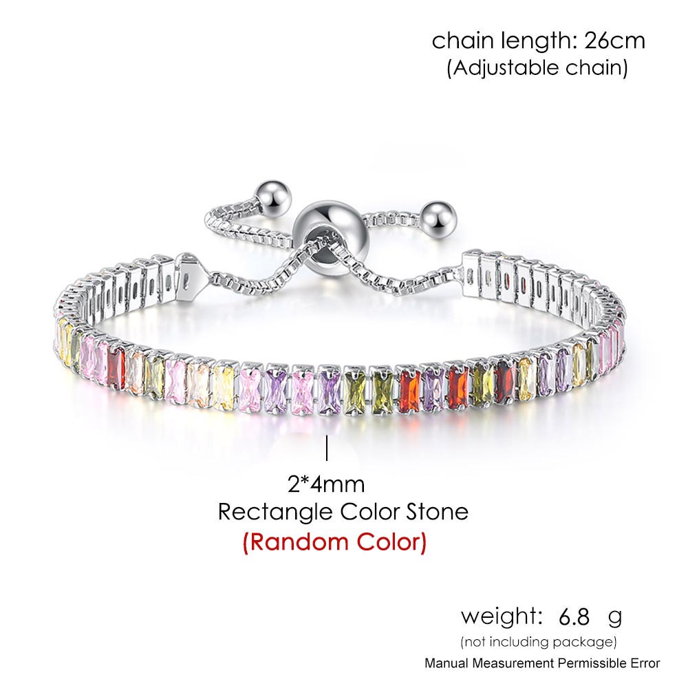 Braccialetti da Tennis multicolori regolabili per le donne signore matrimonio arcobaleno colorato zircone braccialetto di fascino mano catena gioielli DZH043