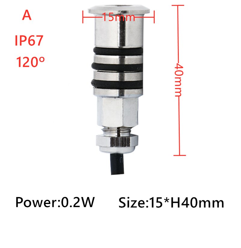 Waterproof IP67 1W 0.5W LED Underground Light Ground Garden Path Floor Lamp Outdoor Underground Buried Yard Lamp Landscape Light: A 0.2W IP67