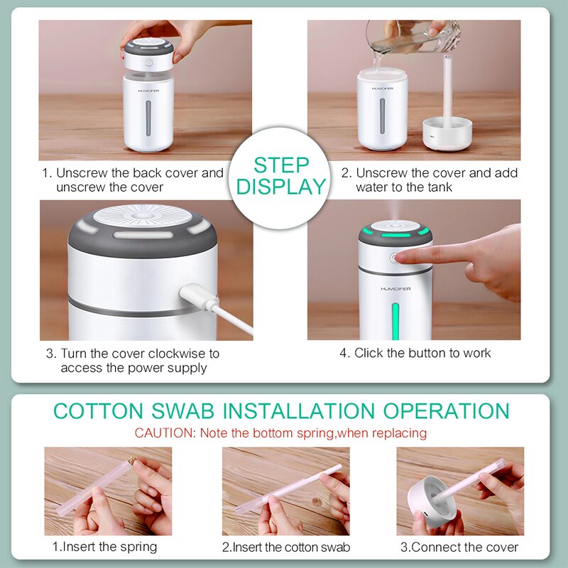 Meidi 170ml mini luftfukter diffusor aromalampe aromaterapi elektrisk aroma diffusor tåke luftfrisker