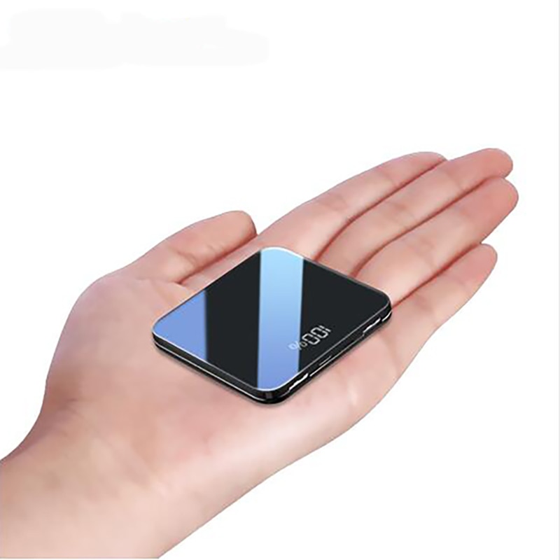 Mini Power Bank 8000mah Thin Mirror Screen 2.1A Fast Charging 3 in1 Built-in Line Portable Charger Powerbank for iphone xiaomi