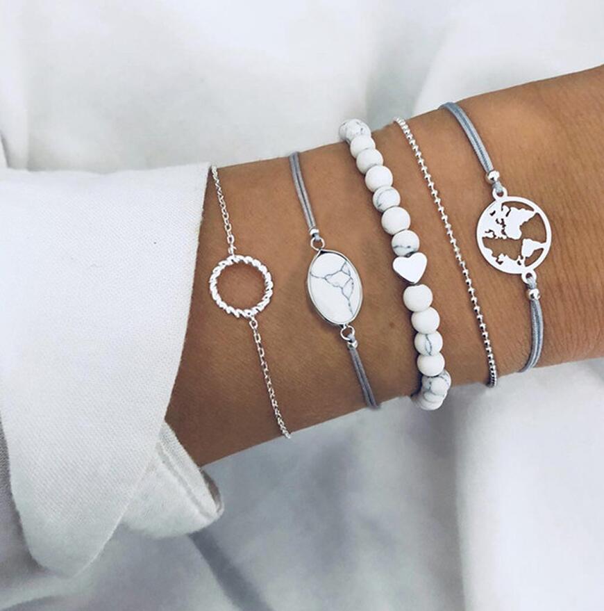 Docona 25 Stijl Bohemen Mode Zomer Armbanden Shell Star Hollow Geometrische Hollow Kaart Touw Bangles Vrouwen Dames Sieraden: 6906