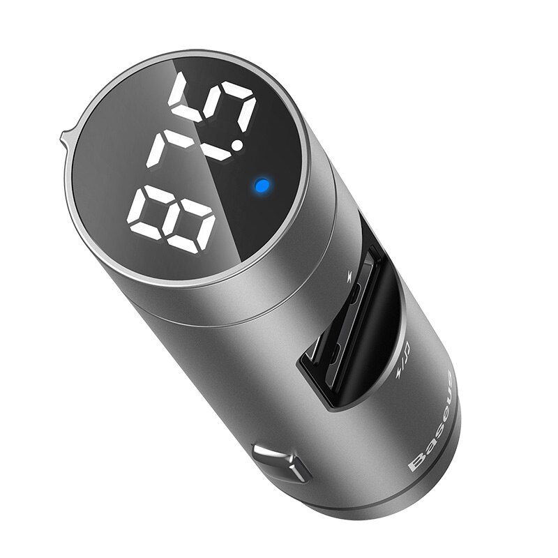 Baseus 3.1A Autolader Bluetooth 5.0 Adapter Fm-zender Draadloze Audio Ontvanger Mobiele Telefoon Oplader Voor Iphone Samsung: 15W sliver