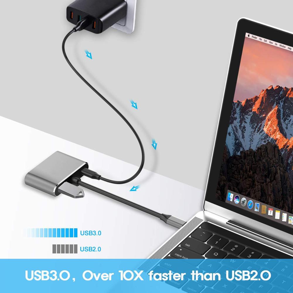 4 In 1 Type C Naar Hdmi Vga Adapter 4K Type C USB-C Hub Video Converters Adapter Voor Macbook usb 3.0 Docking Station