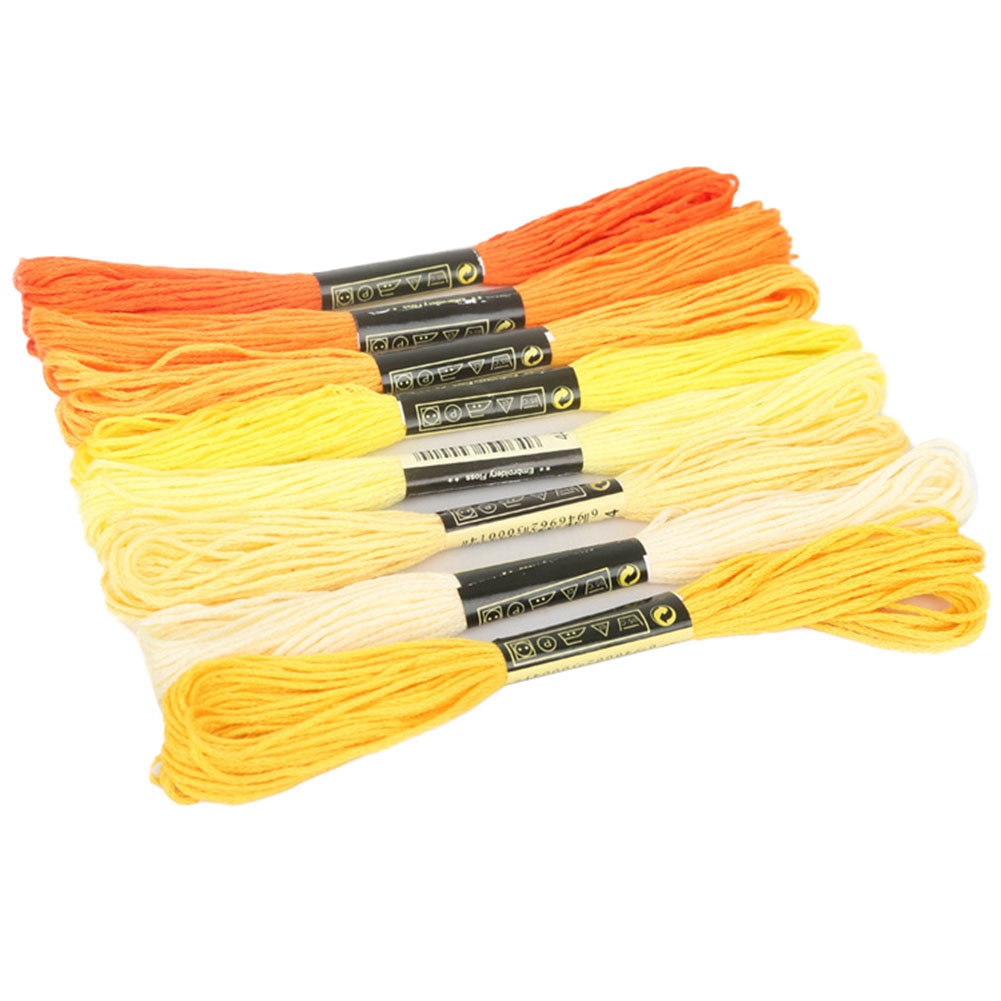 8Pcs 7.5m Waterproof High Toughness Cotton Embroidery Threads Floss DIY Craft Cross Stitch Threads Sewing Thread Sewing Tools: Yellow