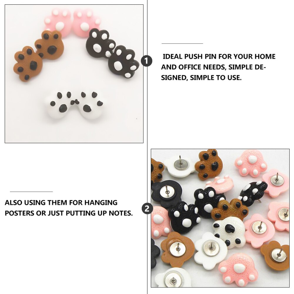 1 Box/25pcs Practical Thumbtack Small Drawing Pin Chic Bear Claw Pushpin