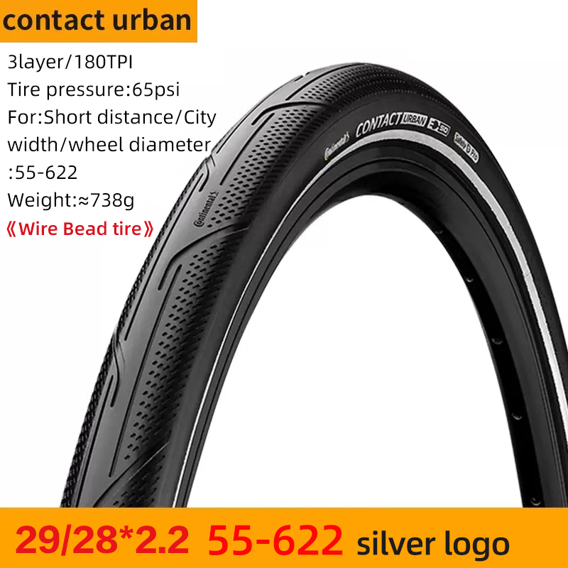 Continental Contact Urban-neumáticos de 28/29 pulgadas para bicicleta eléctrica, llantas con tiras reflectantes, 40/42/47/50/55-622 180 TPI MTB: Verde