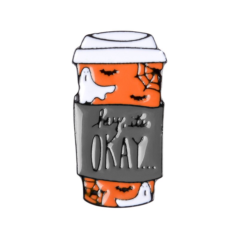 glücklich Halloween Emaille Stifte Kaffee Kürbis Geister Katze Hexen Schmuck Magie Hütte Broschen Abzeichen Revers Stifte Für Festival: 03