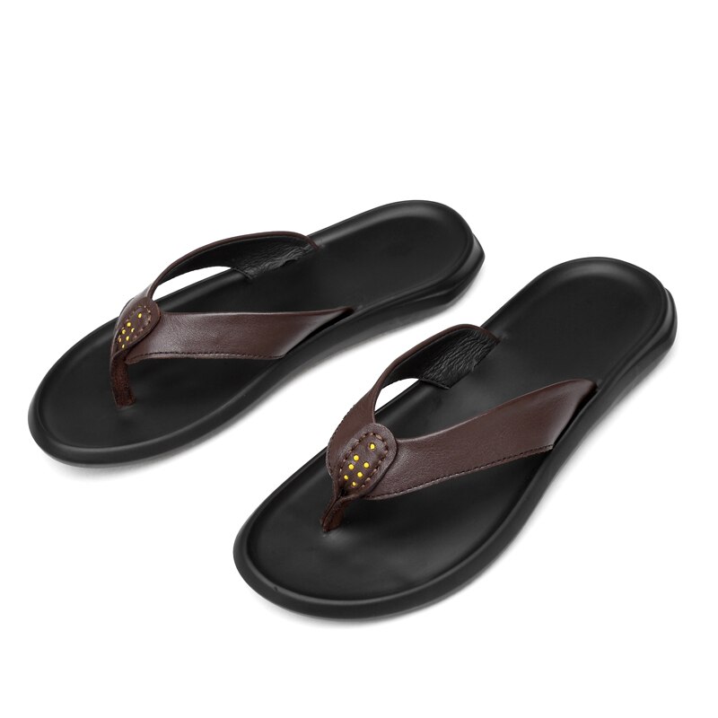 För gummisandaler tofflor cuero sommarskor bulk sandalia strand sport flip sandal flip utomhus äkta herren: Brun / 42