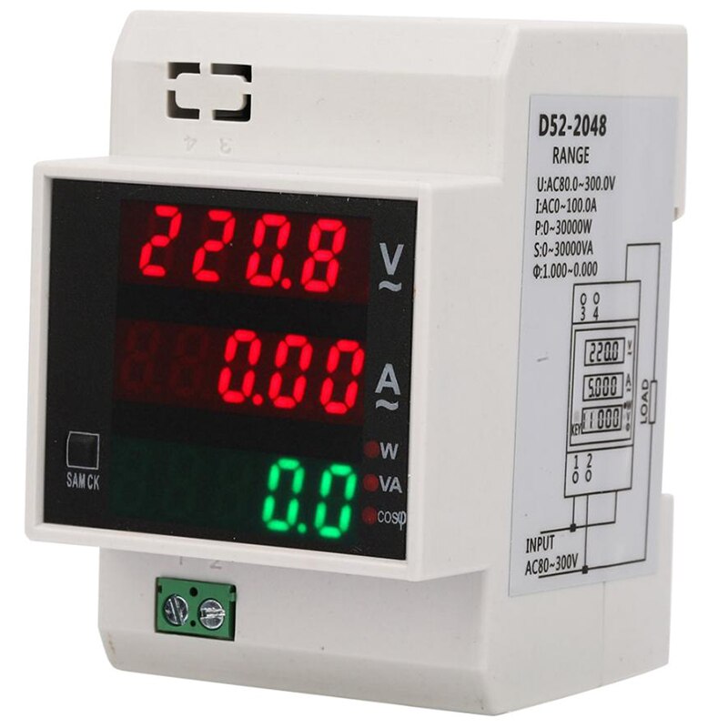 Digital Energy Meter Din Rail LED Active Power Factor Multi-Functional Power Met Power Meter