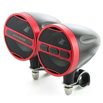 Waterproof Moto MP3 Player Alarm System Amplifier 12V Bluetooth Music Player FM Radio Plating/Frosted Stereo Motorcycle Speaker: Red and Black