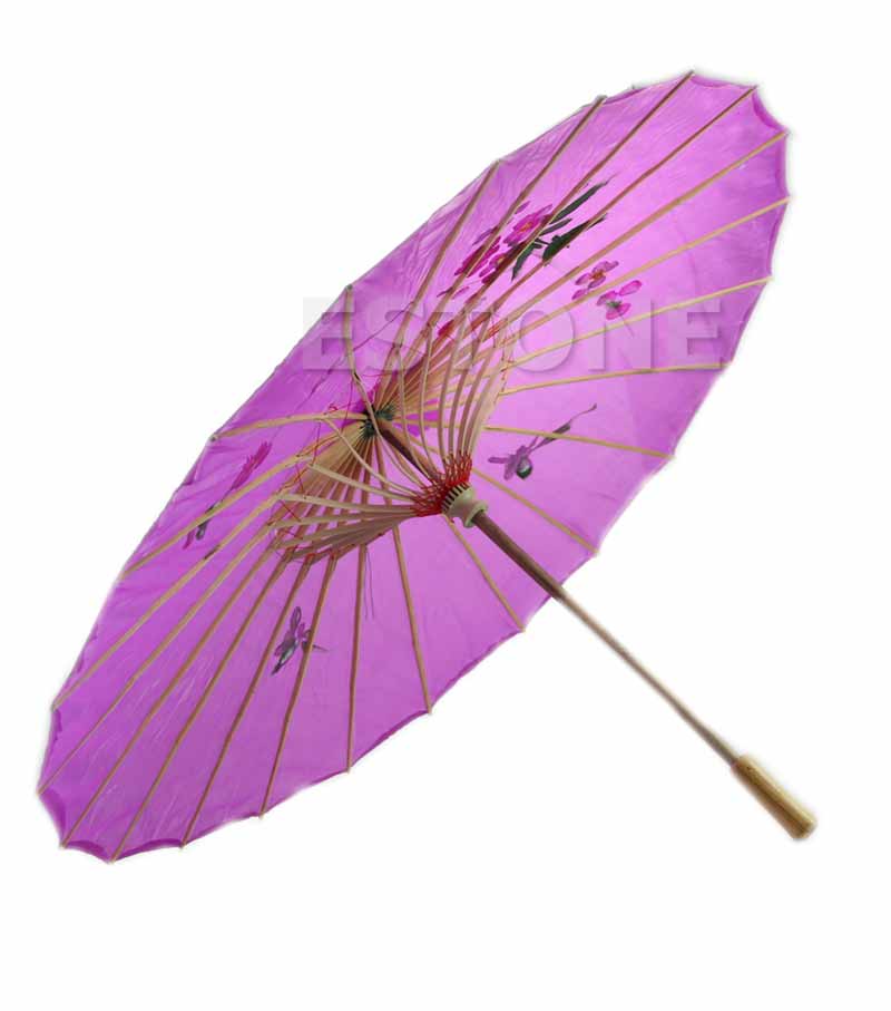 Kinesisk japansk paraply art deco malet parasol paraply: Lilla