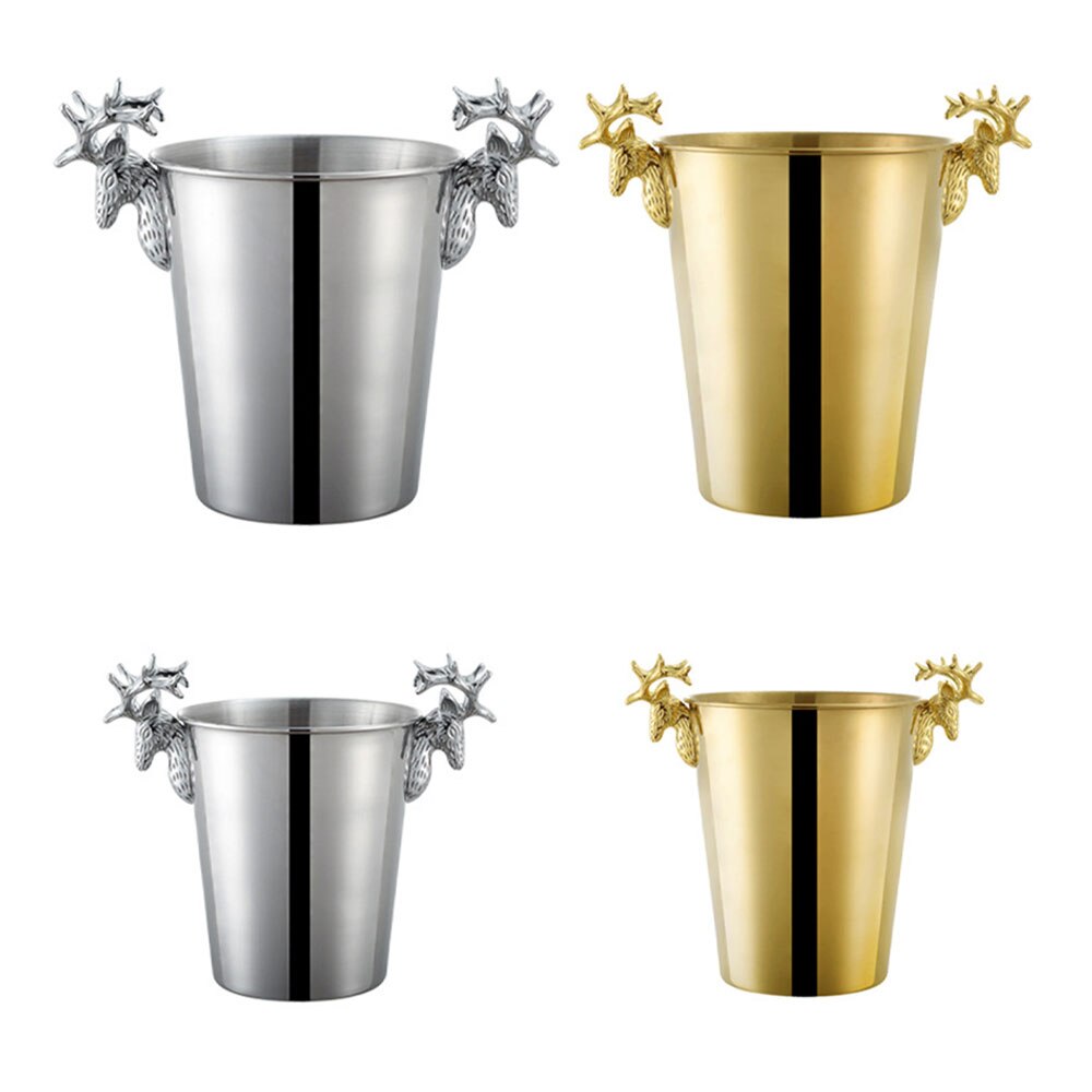Deer Head Ice Bucket Stainless Steel Electroplating Champagne Wine Ice Bucket Bar Bartender Tools Gadgets Desk Tbale Decoration