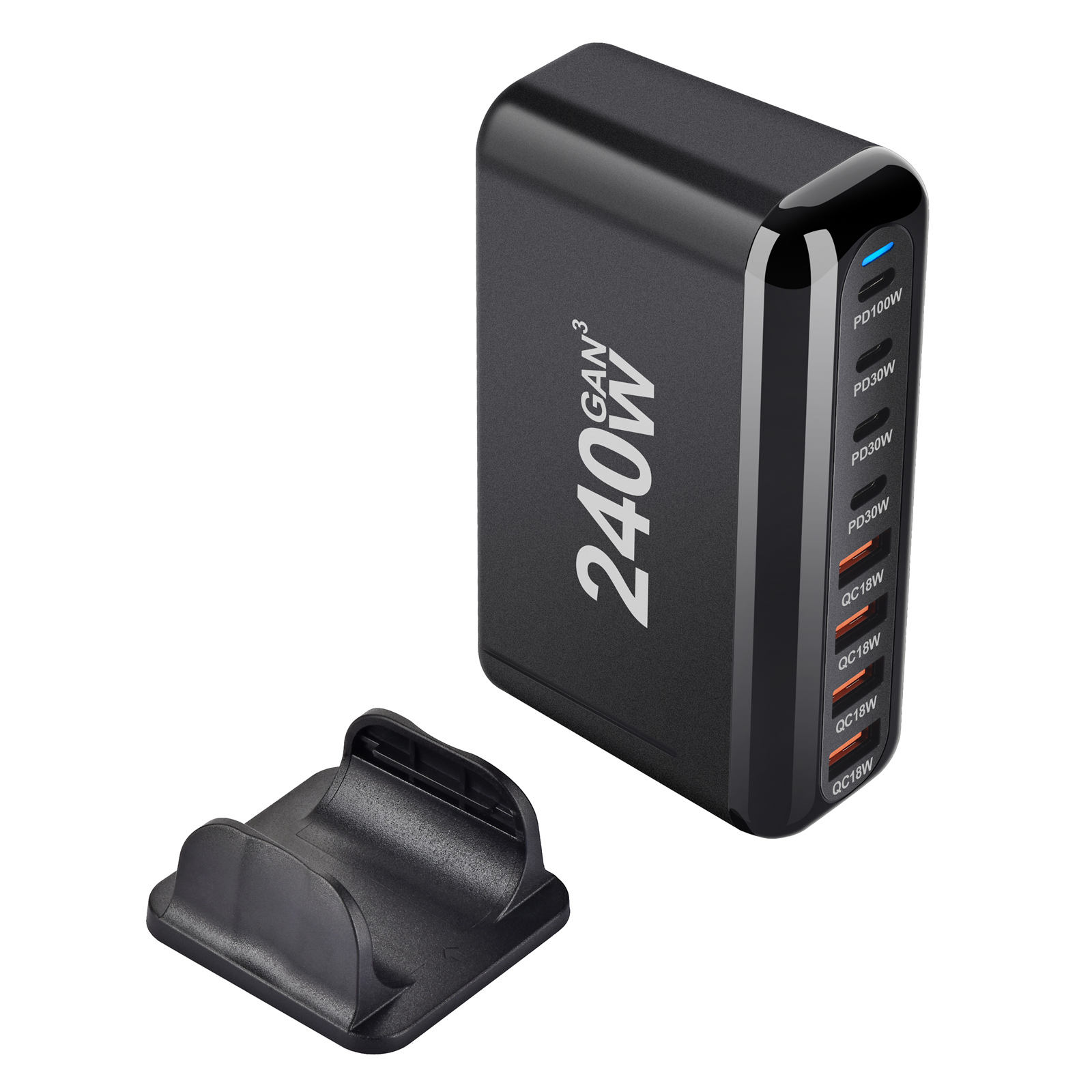 240W Desktop GaN-oplader 8-poorts USB Type C PD-oplader Snel opladen 3.0 USB Type C snellader Mobiele USB-oplader
