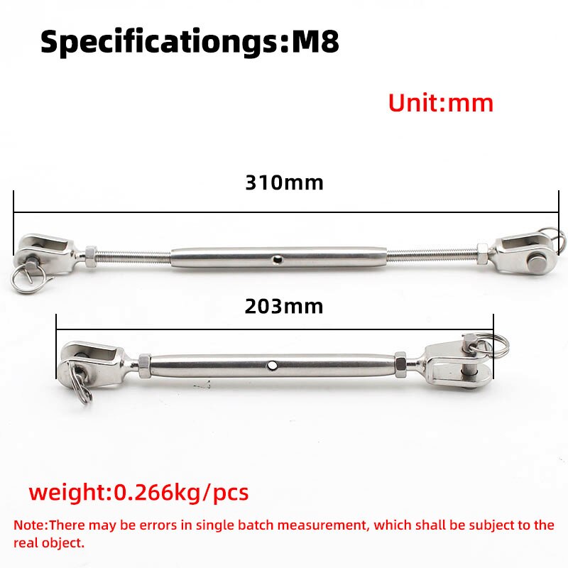 M5 M6 M8 M10 M12 M16 Stainless Steel 304 Stainless Steel Marine Sailboat Rigging Screw Closed Body Jaw/Jaw Turnbuckle: M10(1pcs)