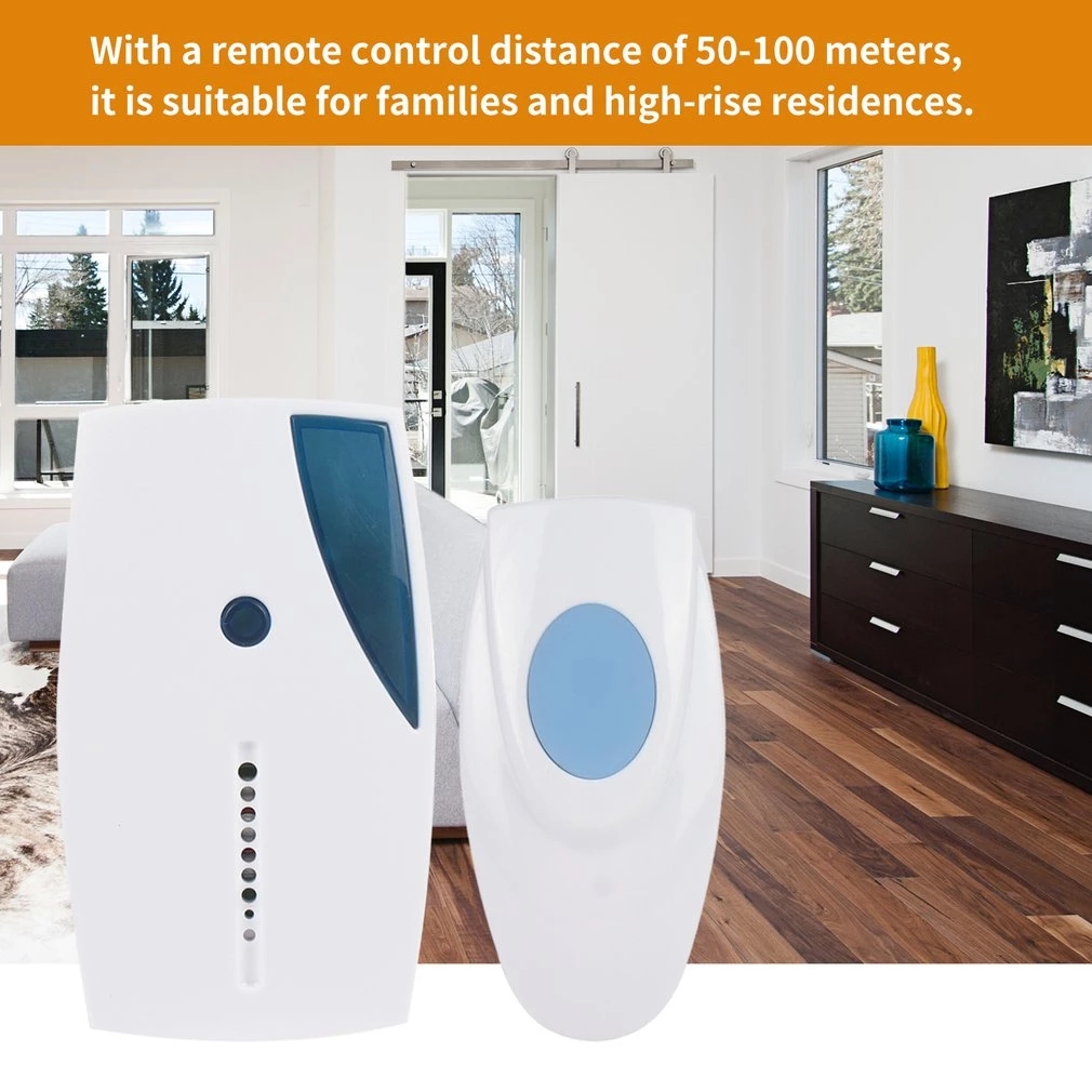 Timbre inalámbrico para puerta de casa, timbre de bienvenida inteligente con 36 canciones, resistente al agua, botón blanco