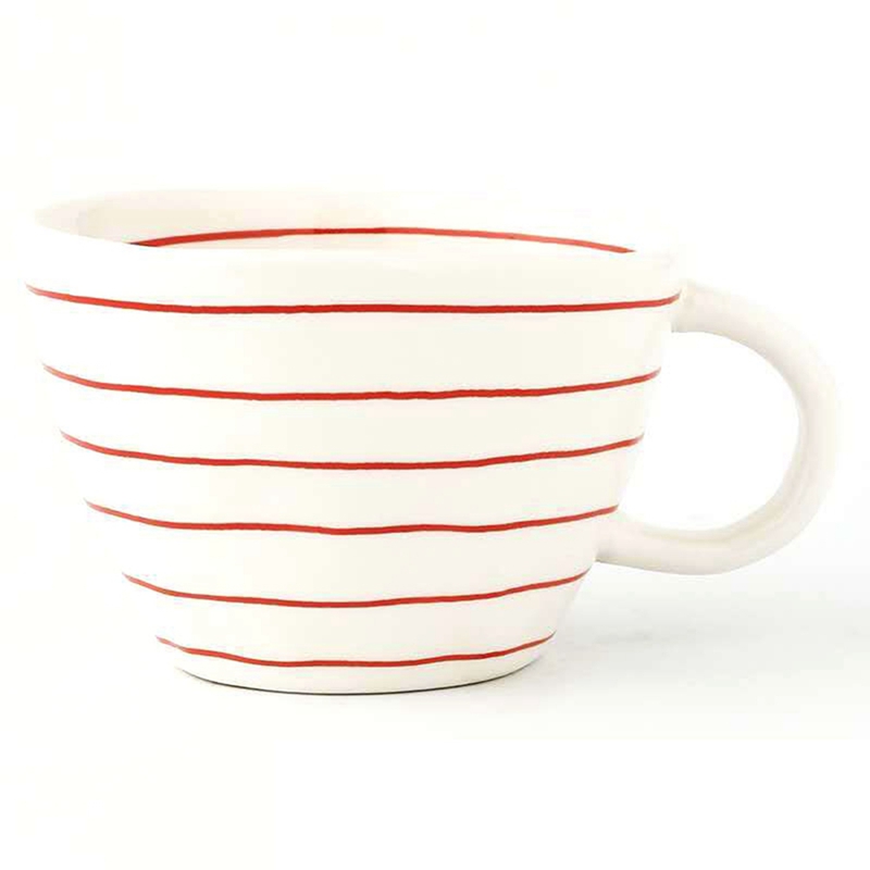 Geometric Ceramic Cup Hand Painted Capacity Water Handle Cup Irregular Milk Office Coffee Cup Home Decor: black